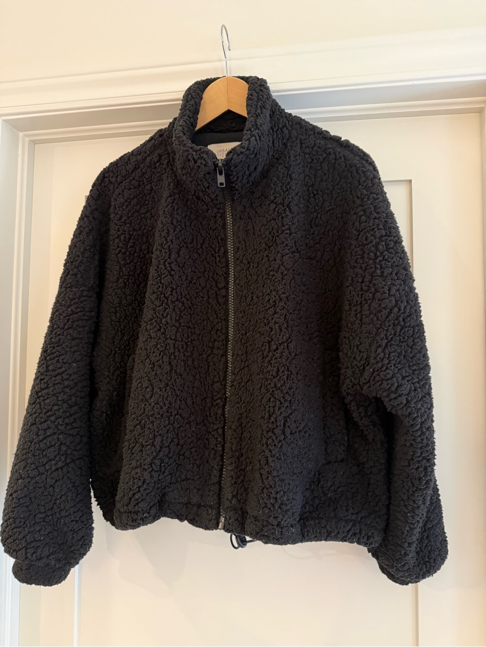 Urban Outfitters Black Teddy Sherpa Zip Jacket